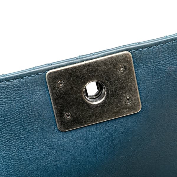 Pre-owned Chanel Medium Calfskin Boy Reverso Flap Blue