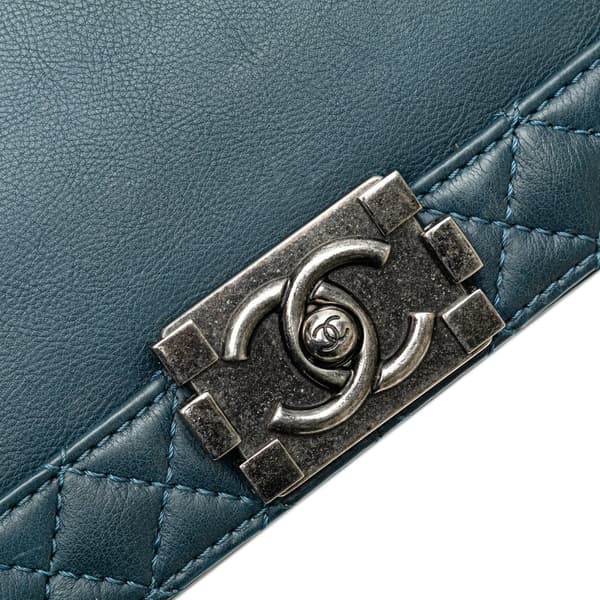 Pre-owned Chanel Medium Calfskin Boy Reverso Flap Blue