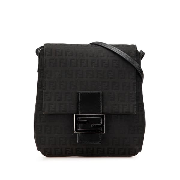 Pre-owned Fendi Zucchino Canvas Crossbody Black