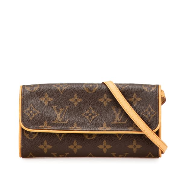 Pre-owned Louis Vuitton Monogram Pochette Twin PM Brown