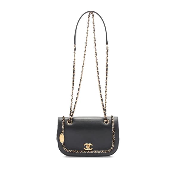 Pre-owned Chanel CC Lambskin and Caviar Chain Around Crossbody Black