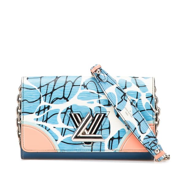 Pre-owned Louis Vuitton Epi Aqua Twist Wallet on Chain Blue
