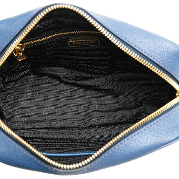 Pre-owned Prada Saffiano Lux Camera Bag Blue