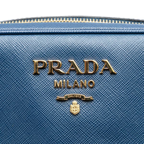 Pre-owned Prada Saffiano Lux Camera Bag Blue