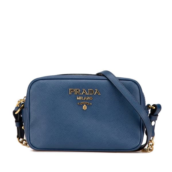 Pre-owned Prada Saffiano Lux Camera Bag Blue