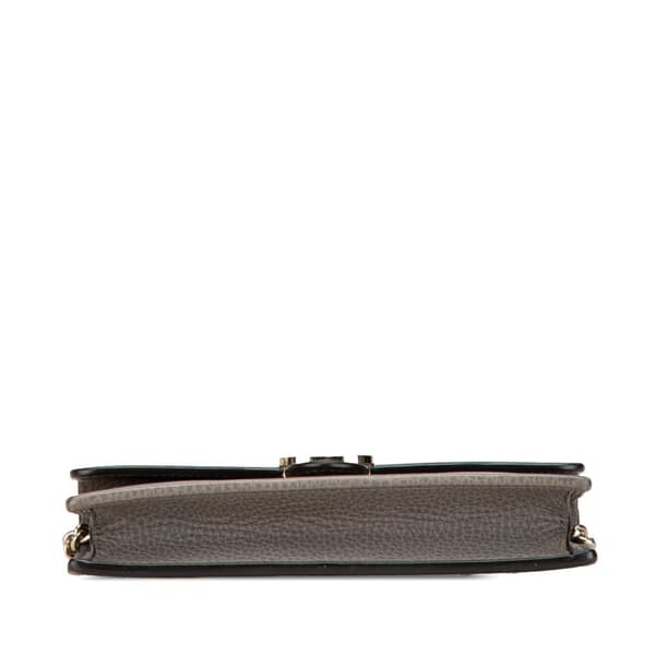 Pre-owned Gucci Leather Interlocking G Dollar Wallet on Chain Gray