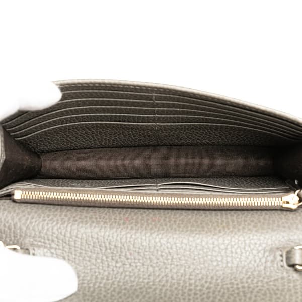 Pre-owned Gucci Leather Interlocking G Dollar Wallet on Chain Gray