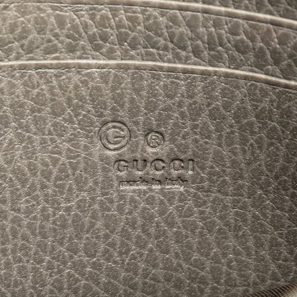 Pre-owned Gucci Leather Interlocking G Dollar Wallet on Chain Gray