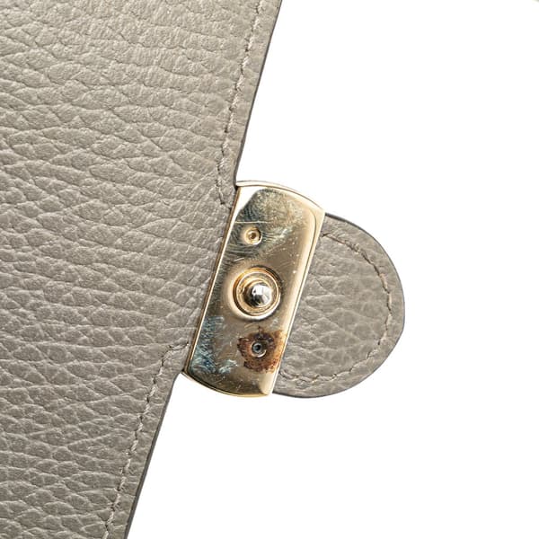 Pre-owned Gucci Leather Interlocking G Dollar Wallet on Chain Gray