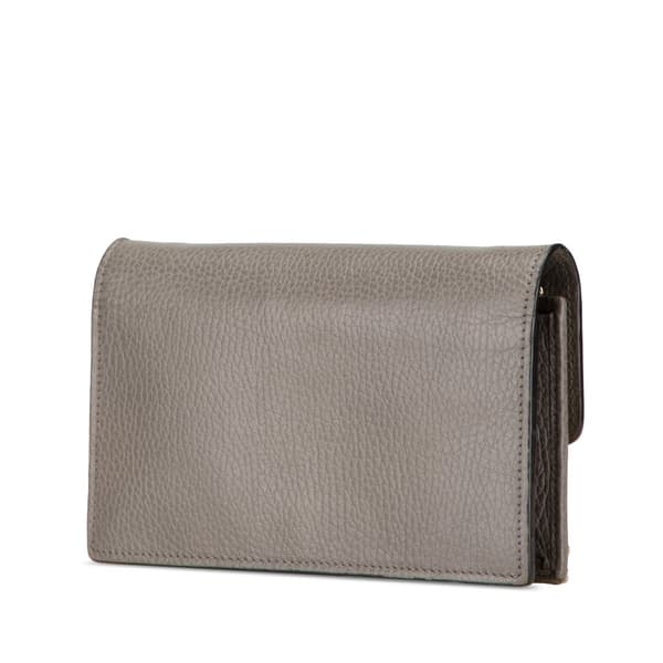 Pre-owned Gucci Leather Interlocking G Dollar Wallet on Chain Gray