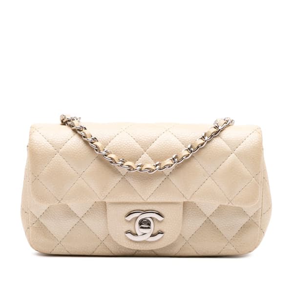 Pre-owned Chanel Extra Mini Rectangular Classic Caviar Single Flap Brown