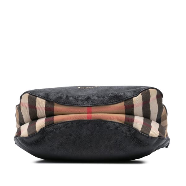 Pre-owned Burberry Small Leather and House Check Canvas Bingley Crossbody Black