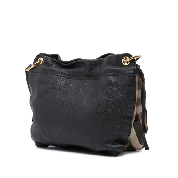 Pre-owned Burberry Small Leather and House Check Canvas Bingley Crossbody Black