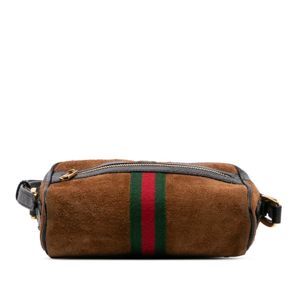 Pre-owned Gucci Mini Suede Ophidia Crossbody Brown