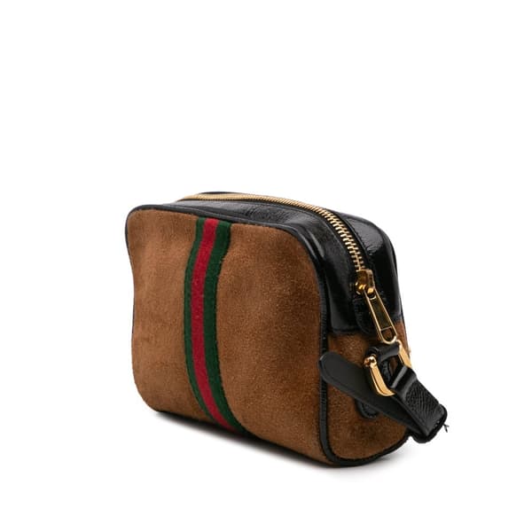 Pre-owned Gucci Mini Suede Ophidia Crossbody Brown