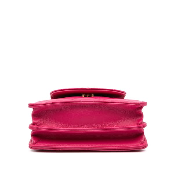 Pre-owned Chanel CC Quilted Lambskin Flap Clutch On Chain Pink