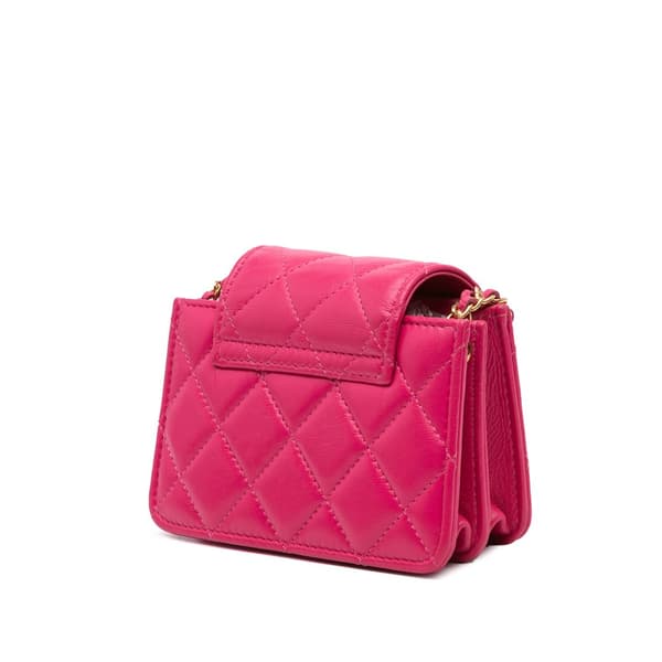 Pre-owned Chanel CC Quilted Lambskin Flap Clutch On Chain Pink