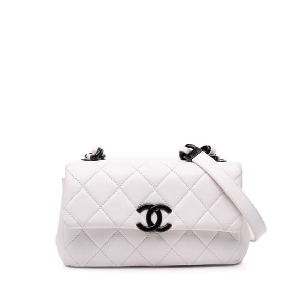 Pre-owned Chanel Small Quilted Caviar My Everything Flap White