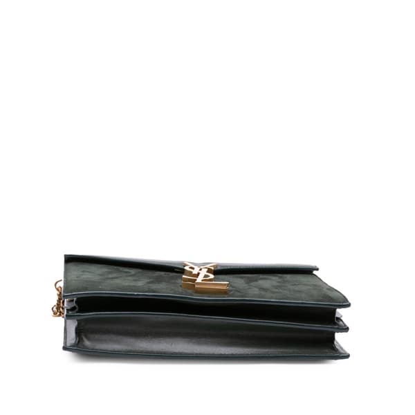 Pre-owned Saint Laurent Suede and Calfskin Monogram Cassandra Clasp Bag Green