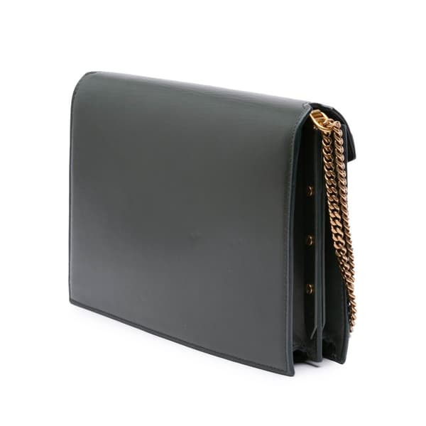 Pre-owned Saint Laurent Suede and Calfskin Monogram Cassandra Clasp Bag Green
