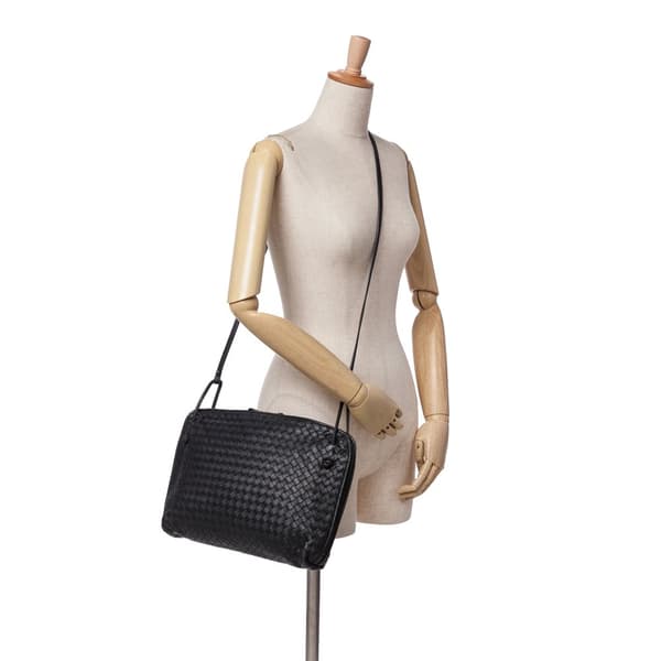 Pre-owned Bottega Veneta Large Nappa Intrecciato Nodini Crossbody Black