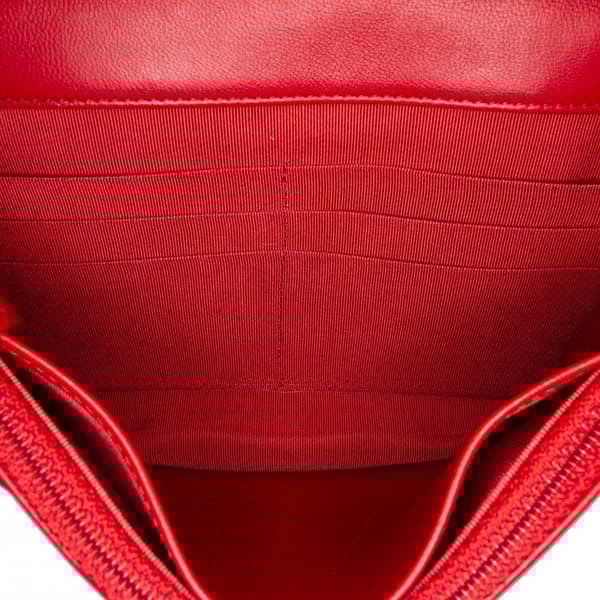 Pre-owned Chanel CC Lambskin Wallet on Chain Red