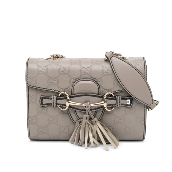 Pre-owned Gucci Mini Guccissima Emily Crossbody Gray