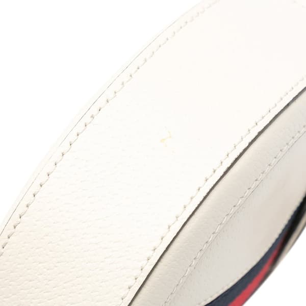 Pre-owned Gucci Mini Leather Ophidia Round Crossbody White
