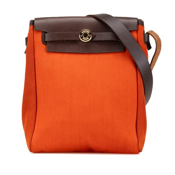 Pre-owned Hermès Toile Herbag TPM Orange