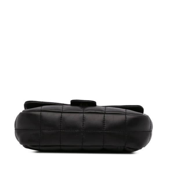 Pre-owned Chanel Extra Mini Camellia Choco Bar Lambskin Flap Black