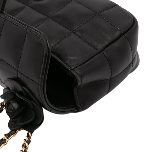 Pre-owned Chanel Extra Mini Camellia Choco Bar Lambskin Flap Black