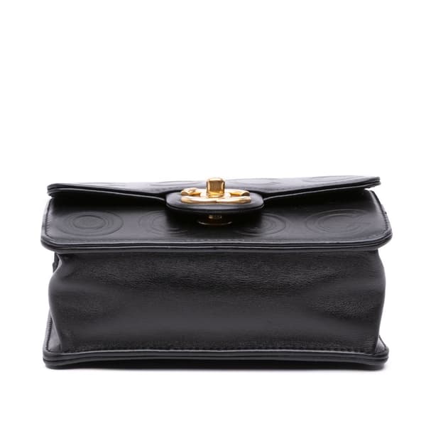 Pre-owned Chanel Mini Square Calfskin Coco Embossed Flap Black