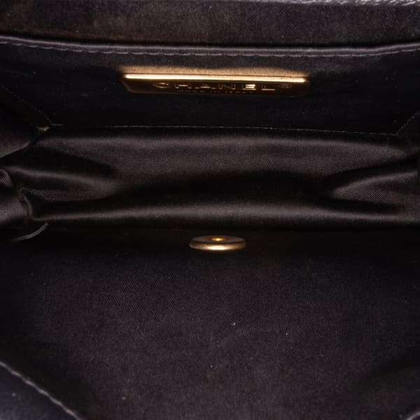 Pre-owned Chanel Mini Square Calfskin Coco Embossed Flap Black