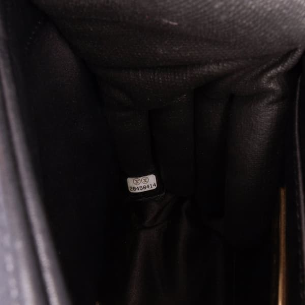 Pre-owned Chanel Mini Square Calfskin Coco Embossed Flap Black