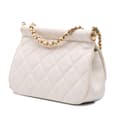 Pikkukuva 2 / 9: Pre-owned Chanel Quilted Caviar Frame Flap Clutch with Chain White