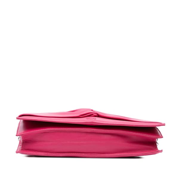 Pre-owned LOEWE Anagram Nappa Bow Tie Clutch with Chain Pink