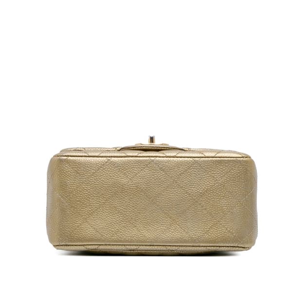 Pre-owned Chanel Mini Square Classic Caviar Single Flap Gold
