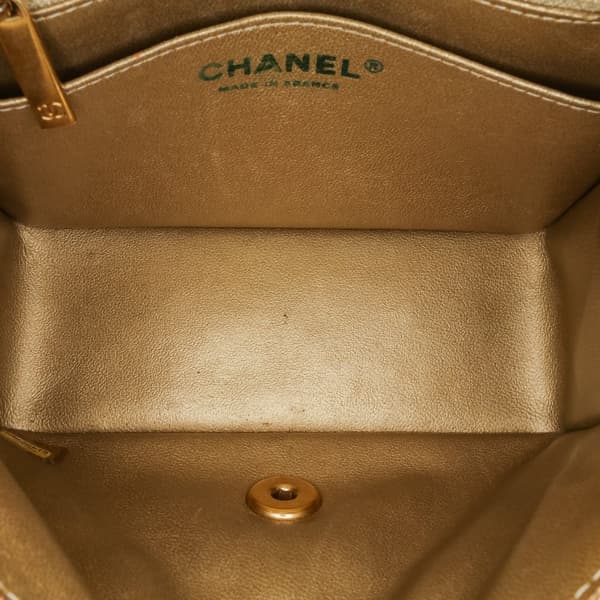 Pre-owned Chanel Mini Square Classic Caviar Single Flap Gold