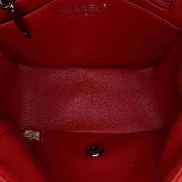 Pre-owned Chanel Mini Square Classic Lambskin Single Flap Red
