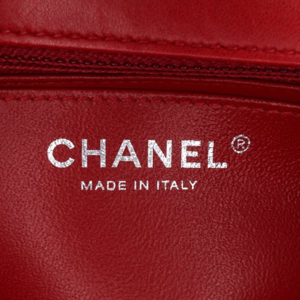 Pre-owned Chanel Mini Square Classic Lambskin Single Flap Red