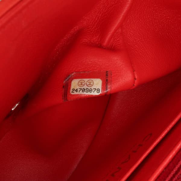 Pre-owned Chanel Mini Square Classic Lambskin Single Flap Red