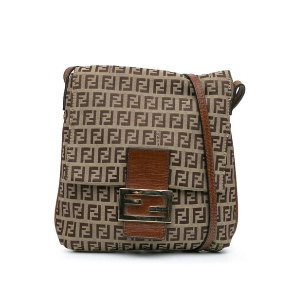 Pre-owned Fendi Zucchino Canvas Crossbody Brown