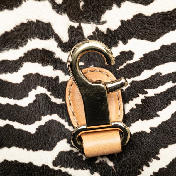 Pre-owned Gucci Pony Hair and Leather Zebra Print Marrakech Crossbody Black