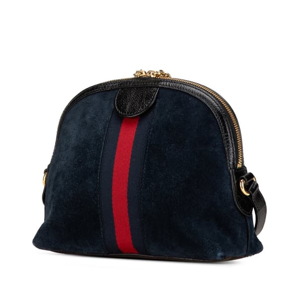 Pre-owned Gucci Small Ophidia Suede Dome Crossbody Blue