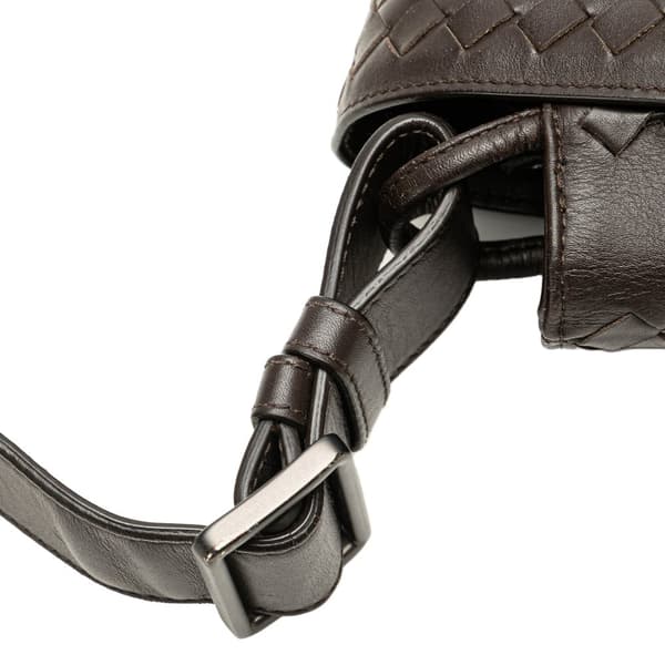 Pre-owned Bottega Veneta Leather Intrecciato Flap Crossbody Brown