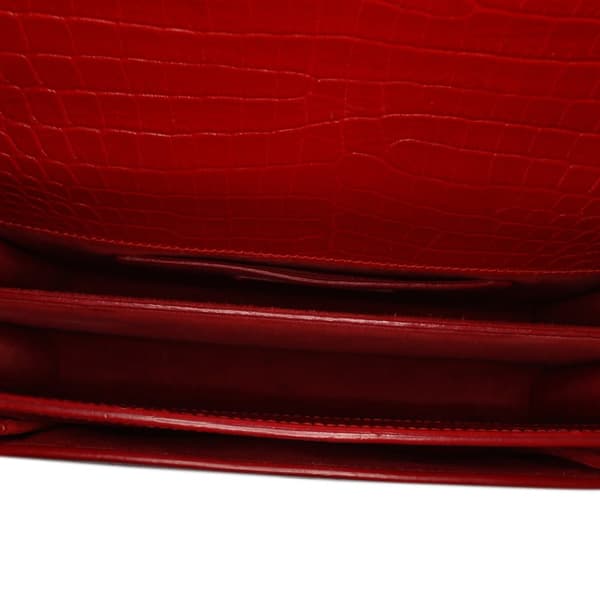Pre-owned Saint Laurent Medium Croc Embossed Leather Sunset Crossbody Red