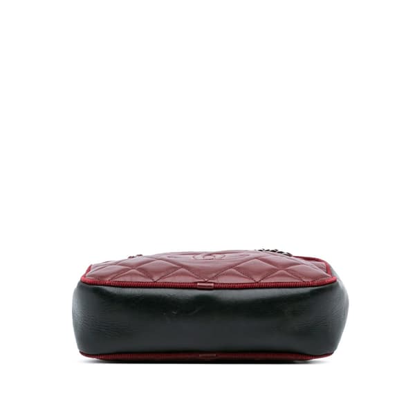 Pre-owned Chanel Small Bicolor Quilted Calfskin Ballerine Camera Bag Red
