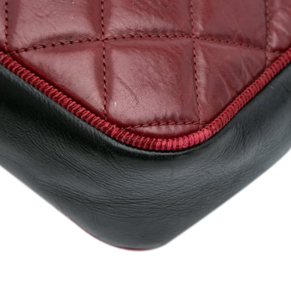 Pre-owned Chanel Small Bicolor Quilted Calfskin Ballerine Camera Bag Red