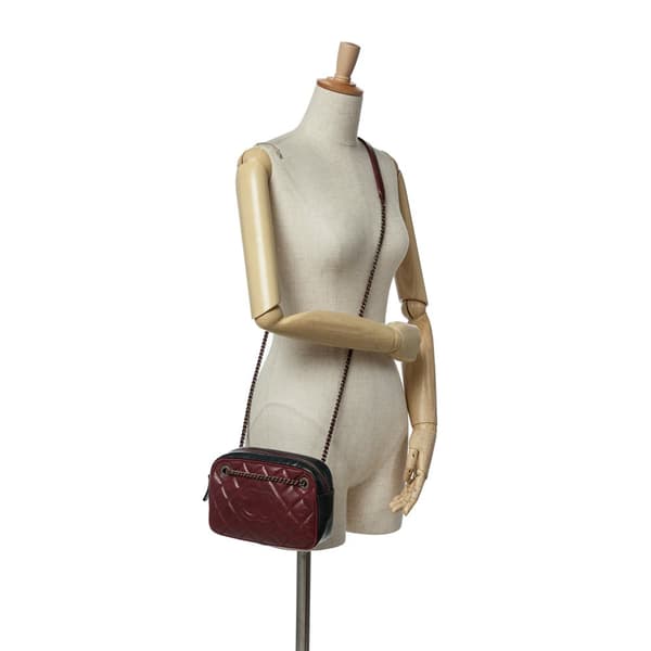 Pre-owned Chanel Small Bicolor Quilted Calfskin Ballerine Camera Bag Red