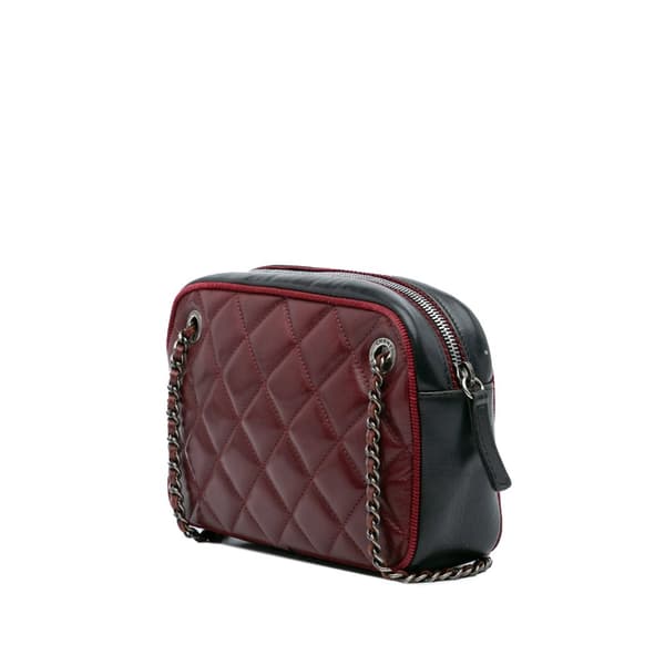 Pre-owned Chanel Small Bicolor Quilted Calfskin Ballerine Camera Bag Red
